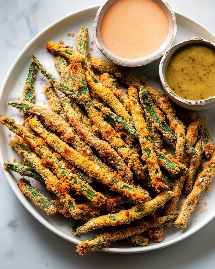 Fried Green Beans with Parmesan Cracker Coating and Dipping Sauce Recipe