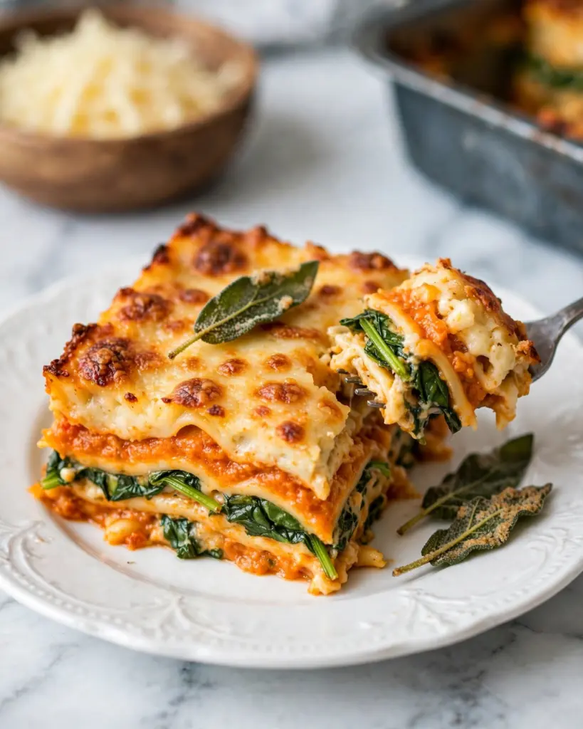 Vegetarian Pumpkin Spinach Lasagna Recipe