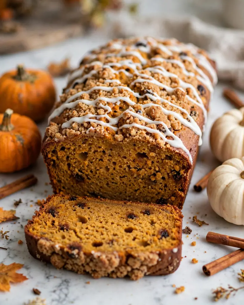 Pumpkin Bread with Chocolate Chips and Cream Cheese Glaze Recipe