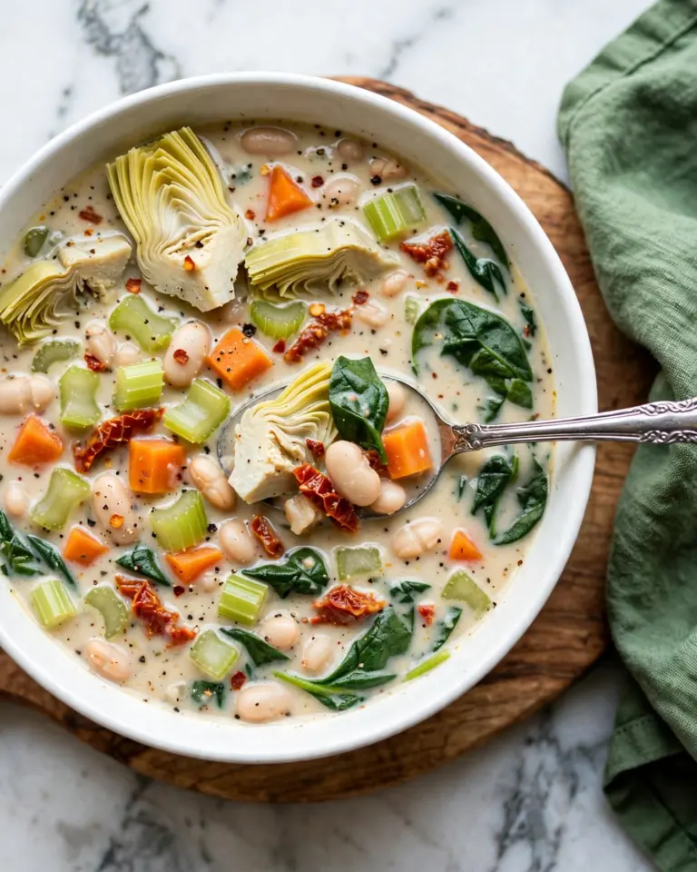 Creamy Tuscan Lemon Artichoke Soup Recipe