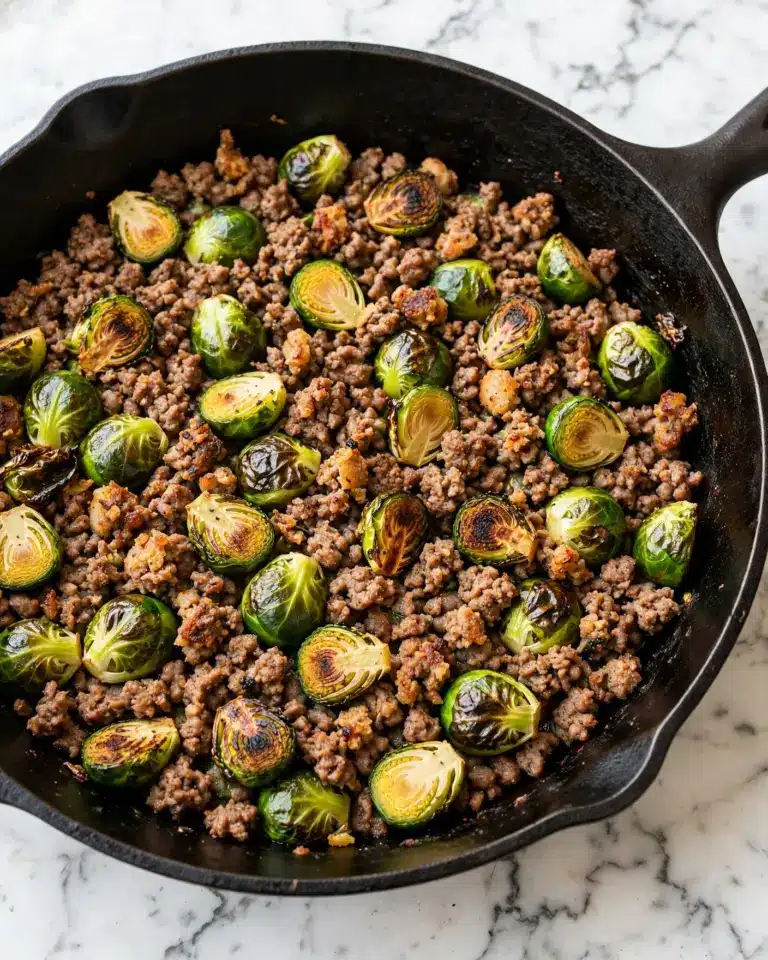 Sweet Chili Ground Beef and Brussels Sprouts Skillet Recipe
