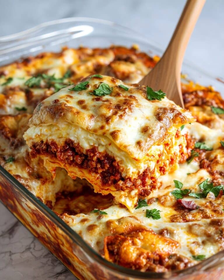 Baked Ravioli with Ground Beef and Three Cheeses Recipe