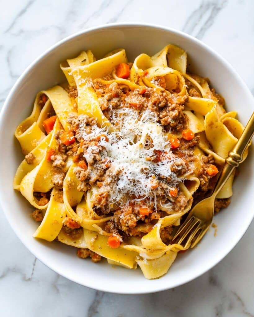 White Bolognese with Pappardelle: An Italian Silky Slow-Cooked Meat Sauce Recipe