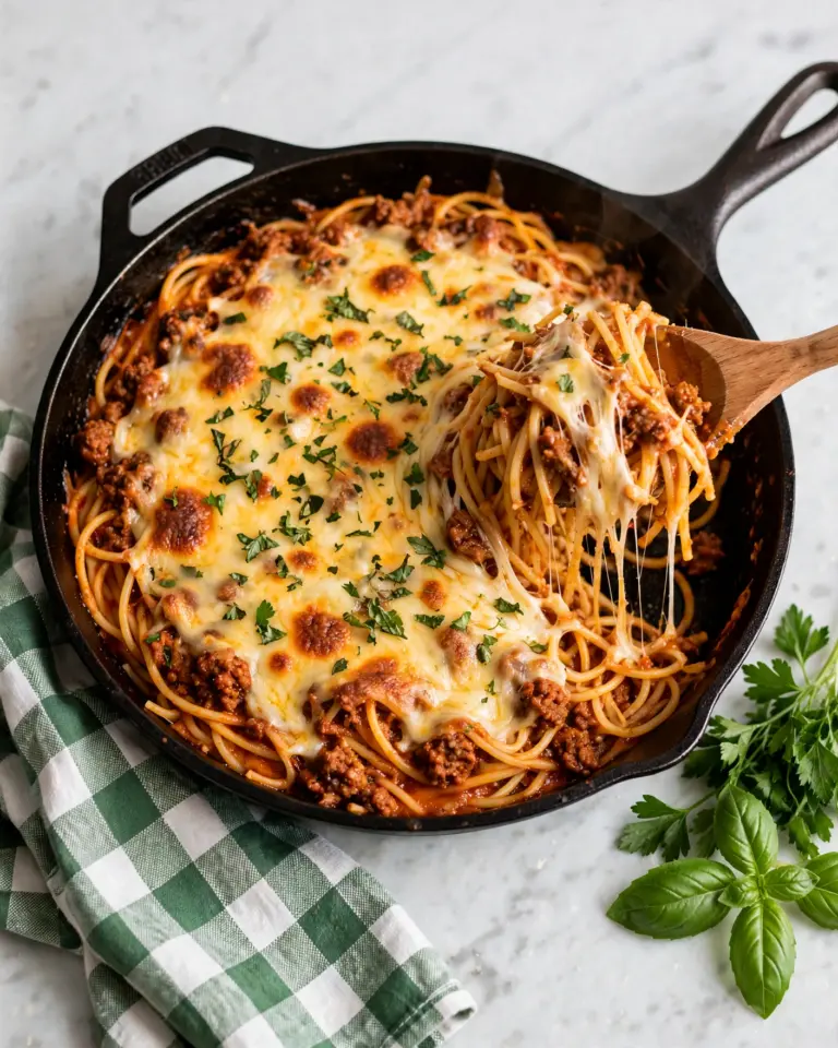 Cheesy Baked Spaghetti Recipe