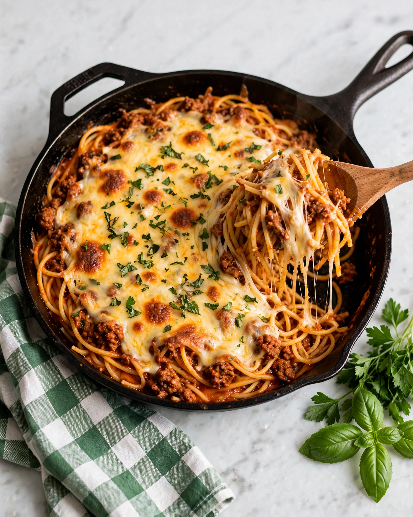 Cheesy Baked Spaghetti Recipe