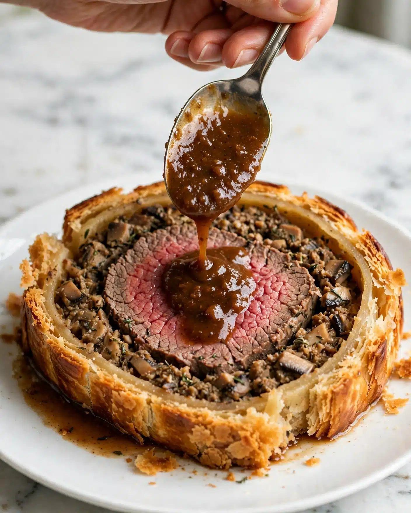Beef Wellington with Truffle Red Wine Sauce Recipe