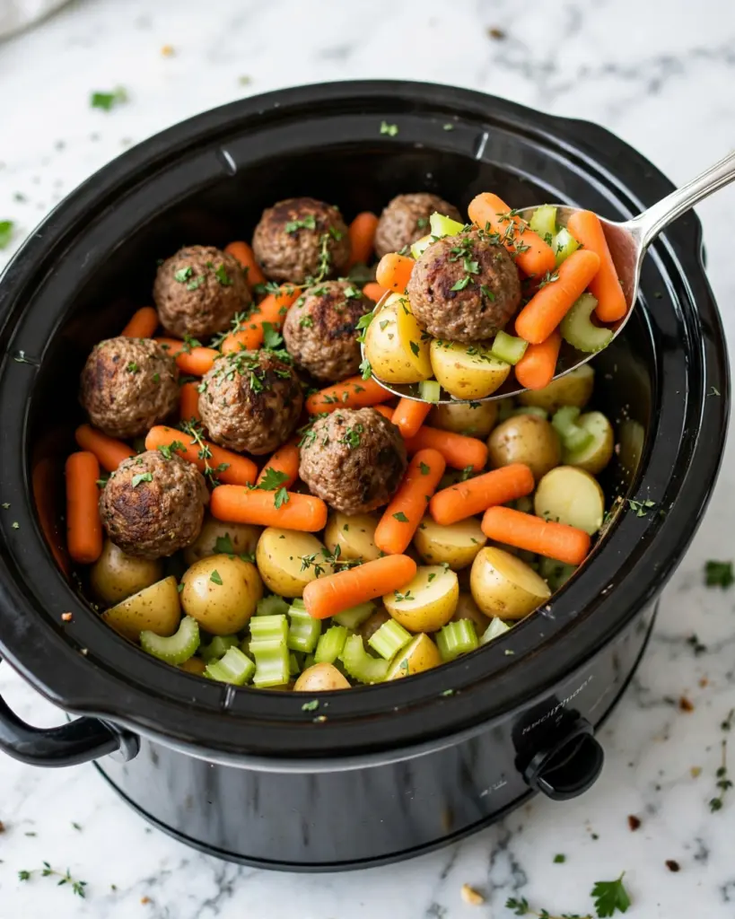 Meatball Pot Roast in the Slow Cooker Recipe