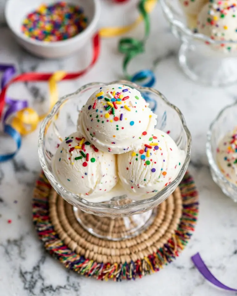 Cake Batter Ice Cream with White Chocolate Magic Shell Topping Recipe
