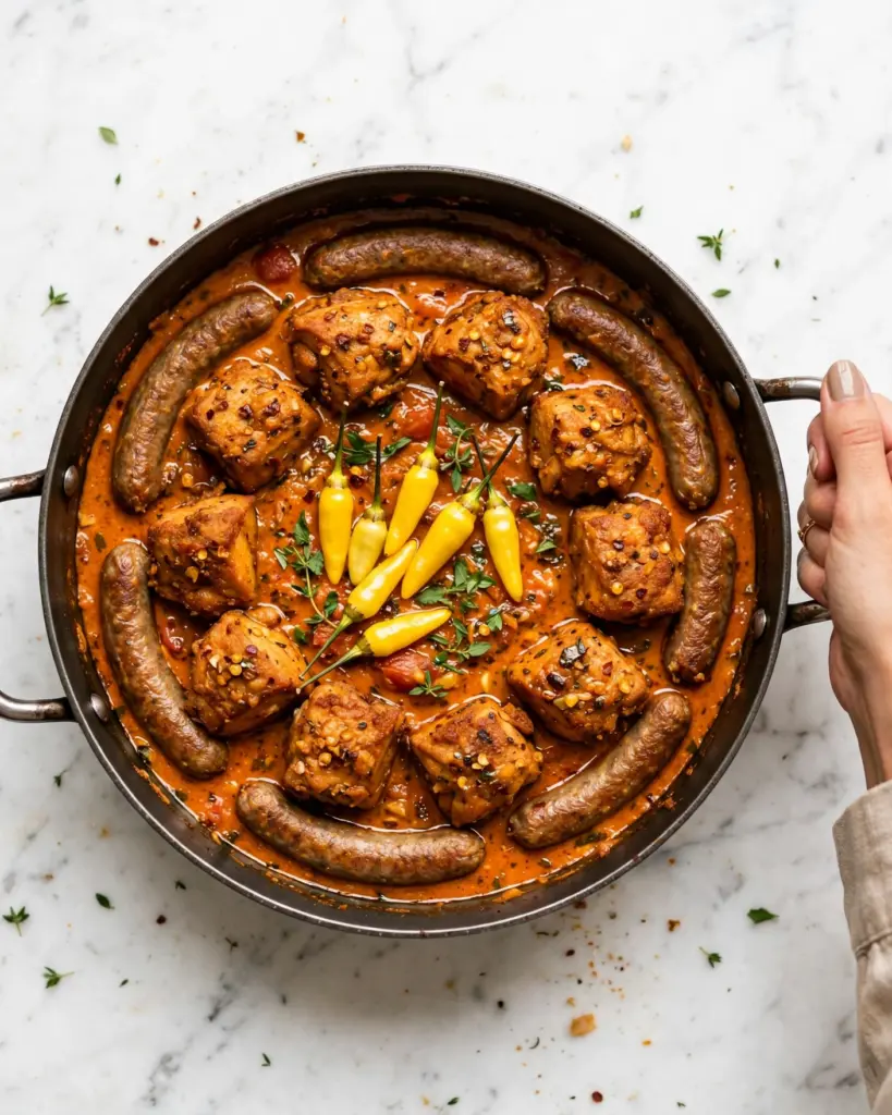 Chicken Scarpariello | Braised Chicken with Sausage and Peppers Recipe