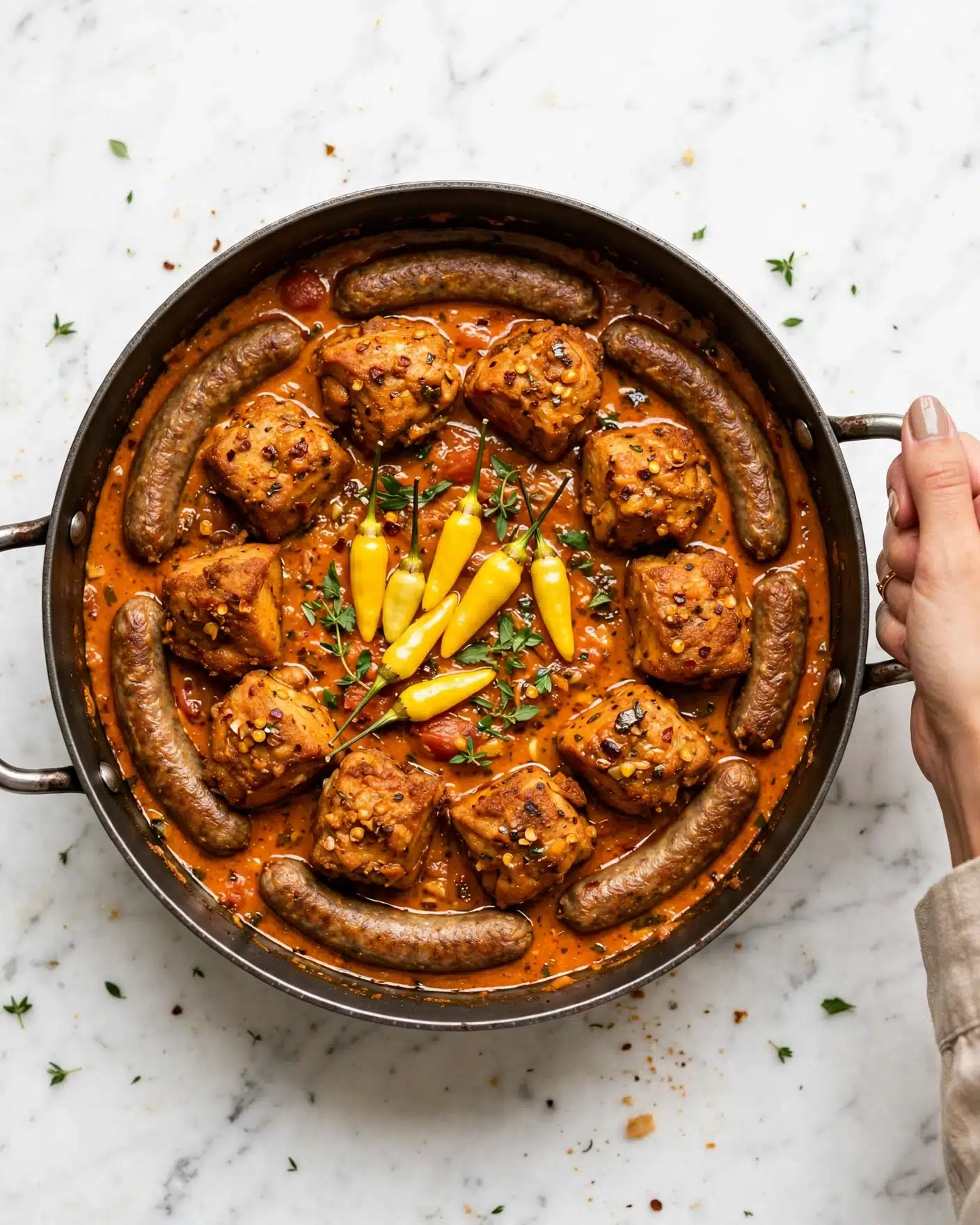 Chicken Scarpariello | Braised Chicken with Sausage and Peppers Recipe