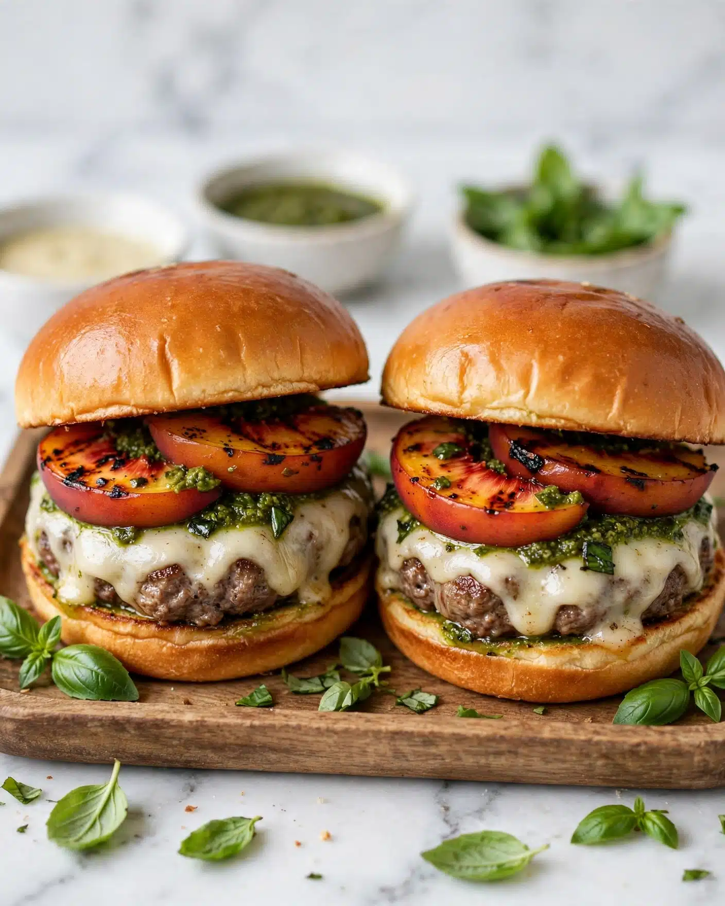 Peach Caprese Burgers Recipe