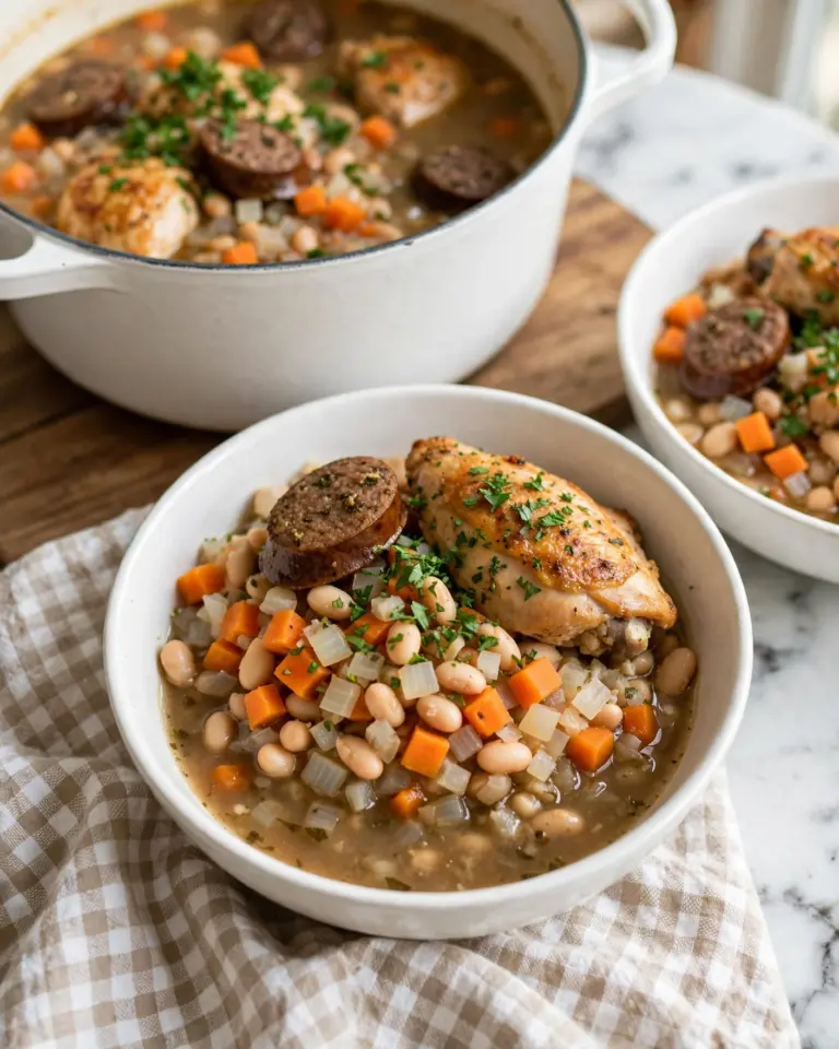Easy Slow Cooker Cassoulet with Chicken and Sausage Recipe