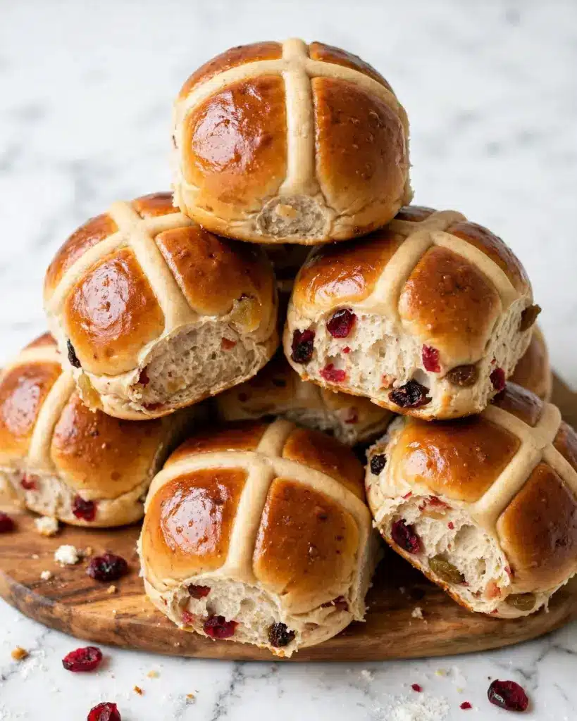 Orange, Cranberry & White Chocolate Hot Cross Buns Recipe