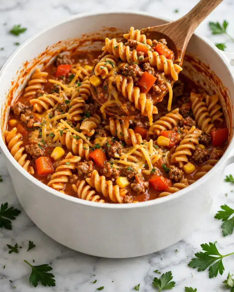 One Pot Cheesy Taco Pasta Recipe