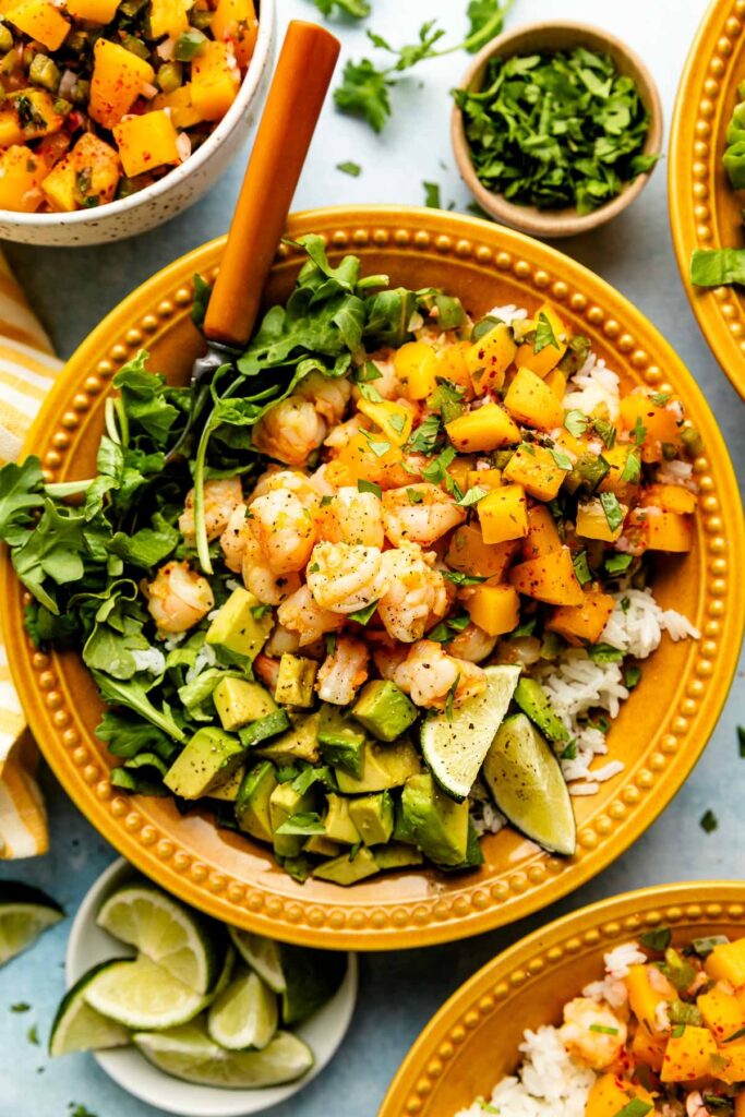 Quick & Easy Shrimp Rice Bowls with Mango Salsa Recipe